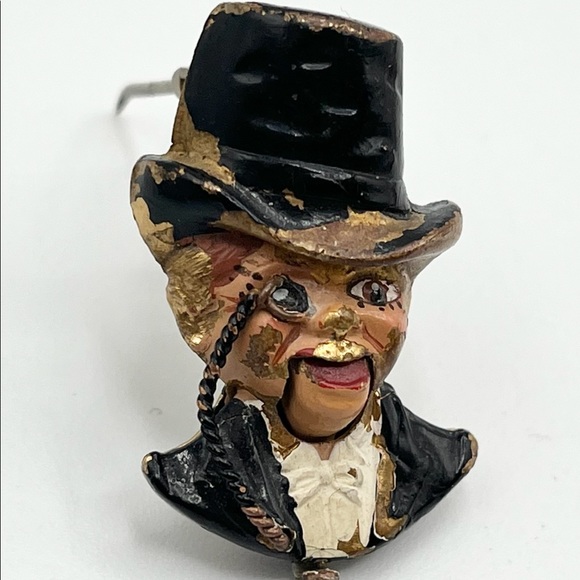 Antique Edgar Bergen Charlie McCarthy Enamel Fur Clip - Picture 4 of 7